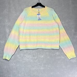 BB Dakota Steve Madden Wool Blend Sweater Cotton Candy Fuzzy Women’s Large $89